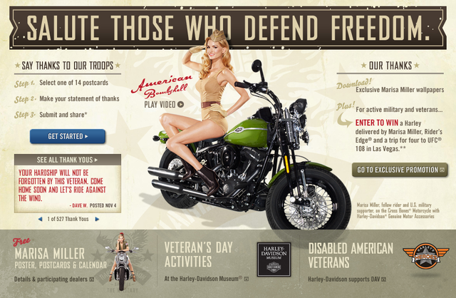 Marisa Miller pozira za Harley Davidsonov Military Appreciation Month